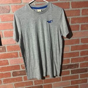Hollister Grey Tee with Blue Logo (XL)